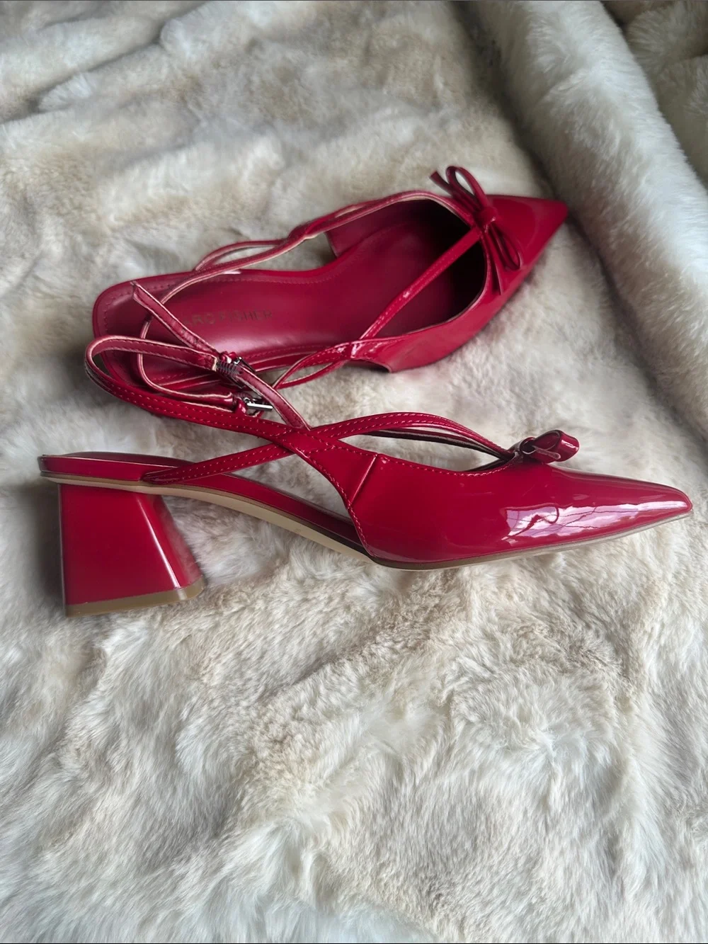 Marc Fisher  Laily Block Heel Slingback Pumps in dark red patent color Sz 7.5